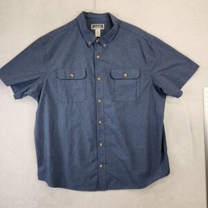 Duluth Trading Co Mens 2XL Blue Short Sleeve Relaxed Fit Button Down Shirt